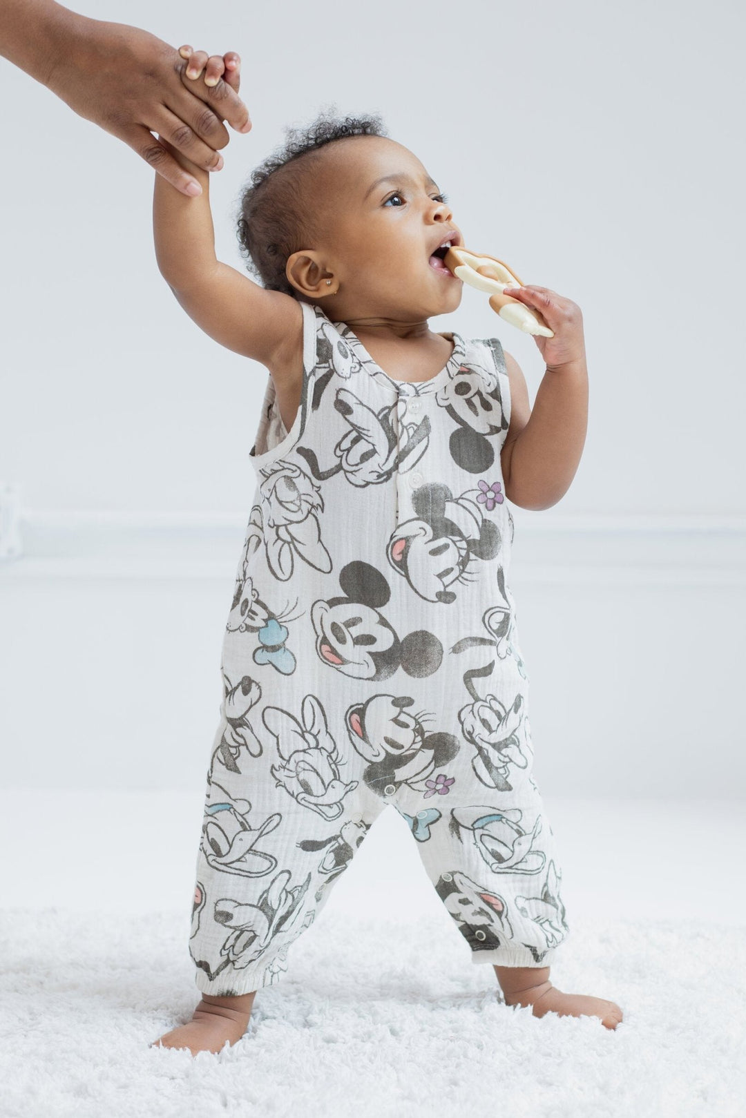 Disney Mickey Mouse Cotton Gauze Henley Sleeveless Romper - imagikids