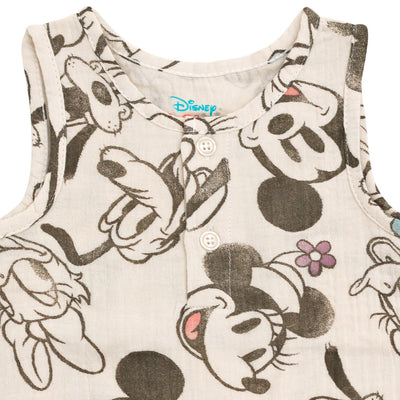 Disney Mickey Mouse Cotton Gauze Henley Sleeveless Romper - imagikids