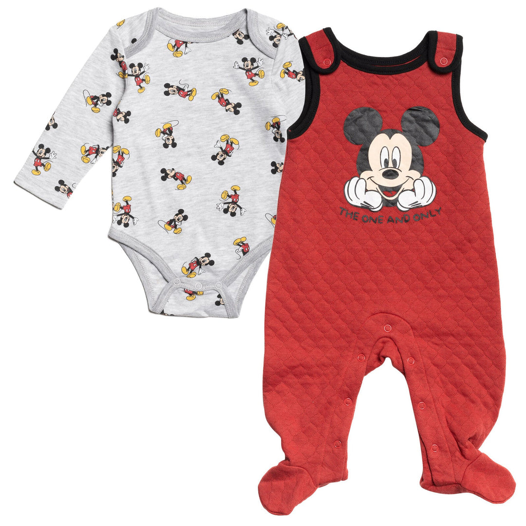 Disney Mickey Mouse Cuddly Long Sleeve Bodysuit & Snap Bib Overalls - imagikids