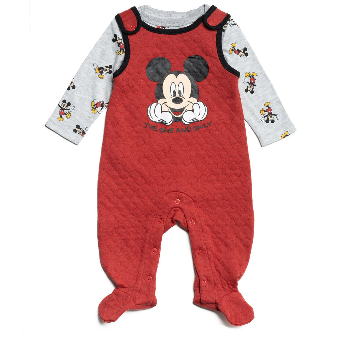 Disney Mickey Mouse Cuddly Long Sleeve Bodysuit & Snap Bib Overalls - imagikids