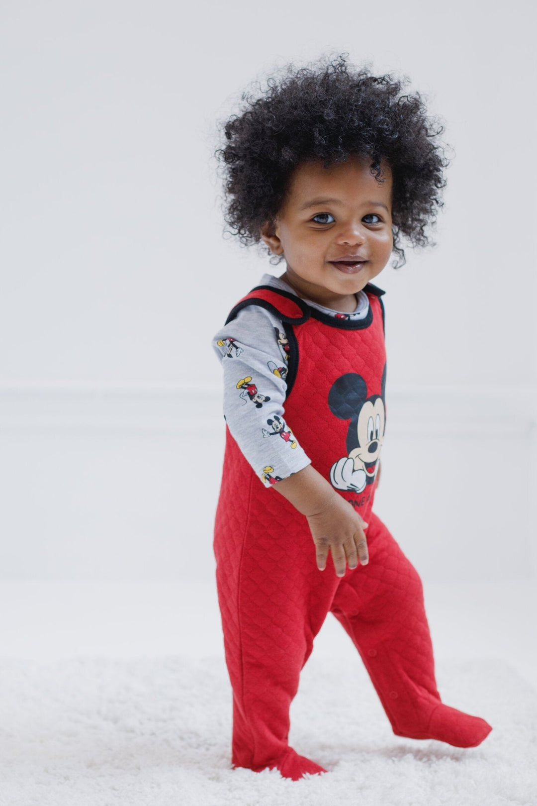 Disney Mickey Mouse Cuddly Long Sleeve Bodysuit & Snap Bib Overalls - imagikids