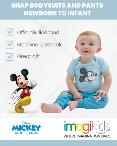 Disney Mickey Mouse Cuddly Snap Short Sleeve Bodysuits & Pants - imagikids