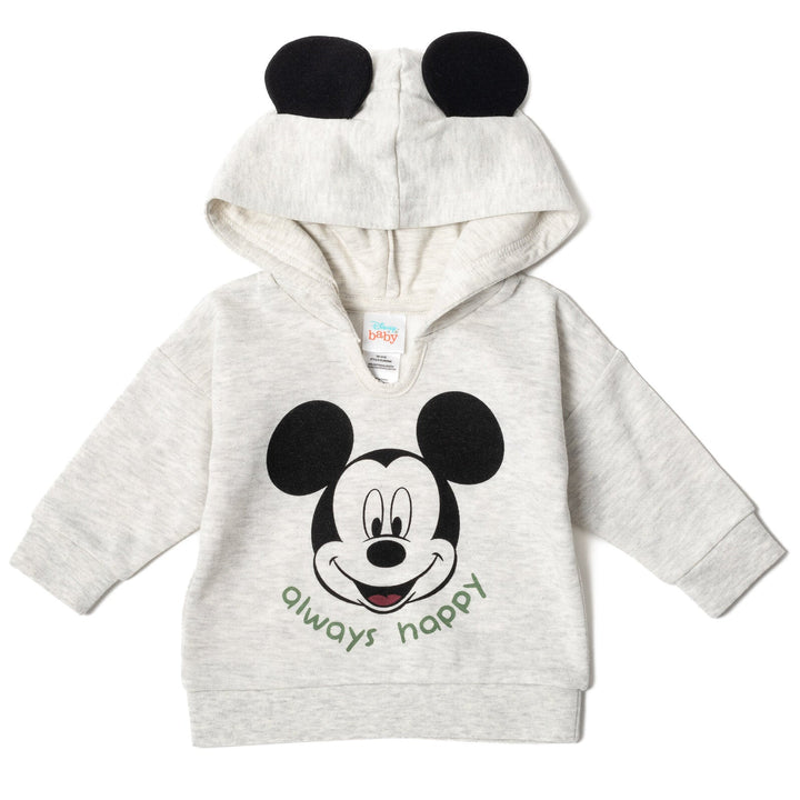 Disney Mickey Mouse Fleece Pullover Hoodie Bodysuit and Pants 3 Piece Outfit Set - imagikids