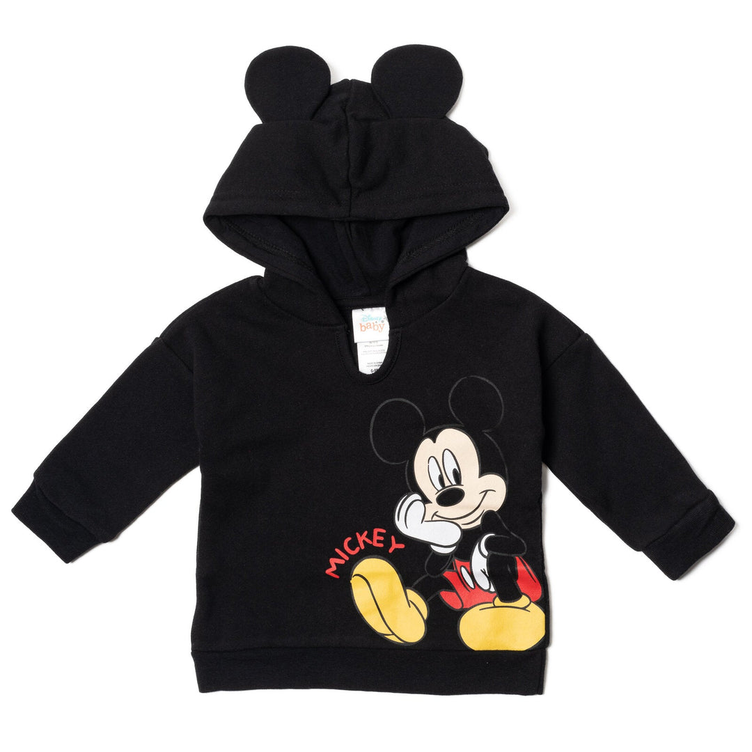 Disney Mickey Mouse Fleece Pullover Hoodie Bodysuit and Pants 3 Piece Outfit Set - imagikids