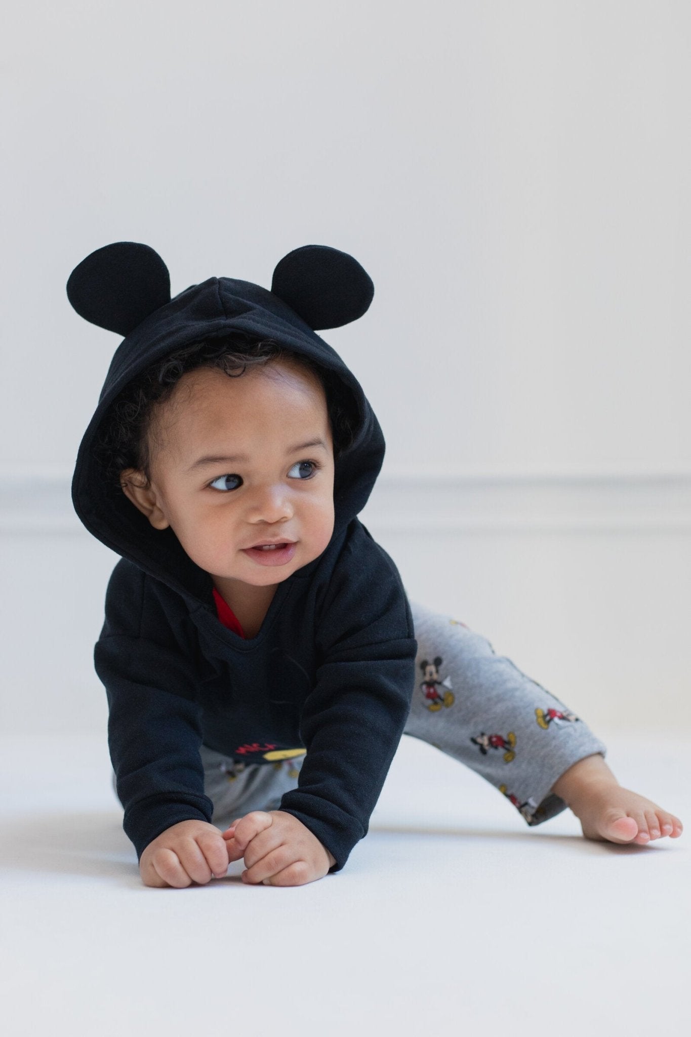 Disney Mickey Mouse Fleece Pullover Hoodie Bodysuit and Pants 3 Piece Outfit Set - imagikids
