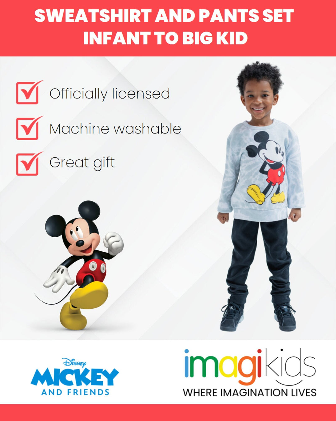 Disney Mickey Mouse Fleece Sweatshirt and Pants Set - imagikids