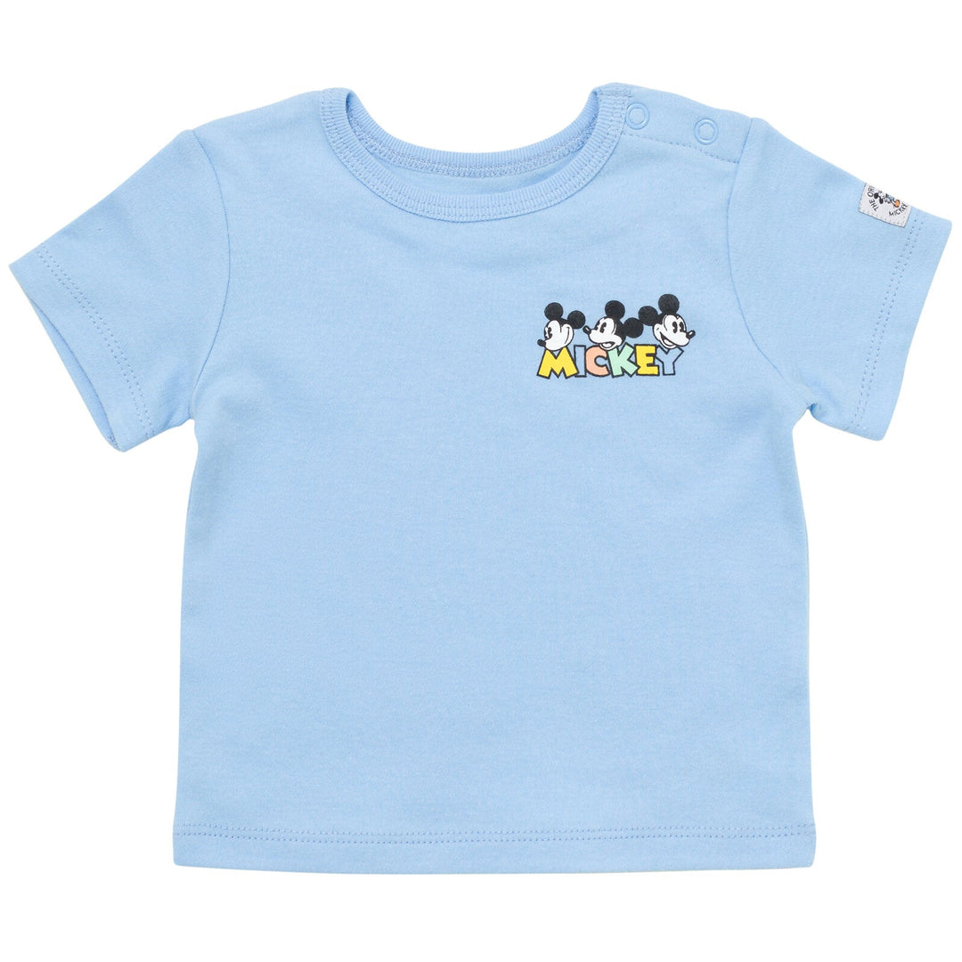 Disney Mickey Mouse French Terry Short Overalls T-Shirt and Hat 3 Piece Outfit Set - imagikids