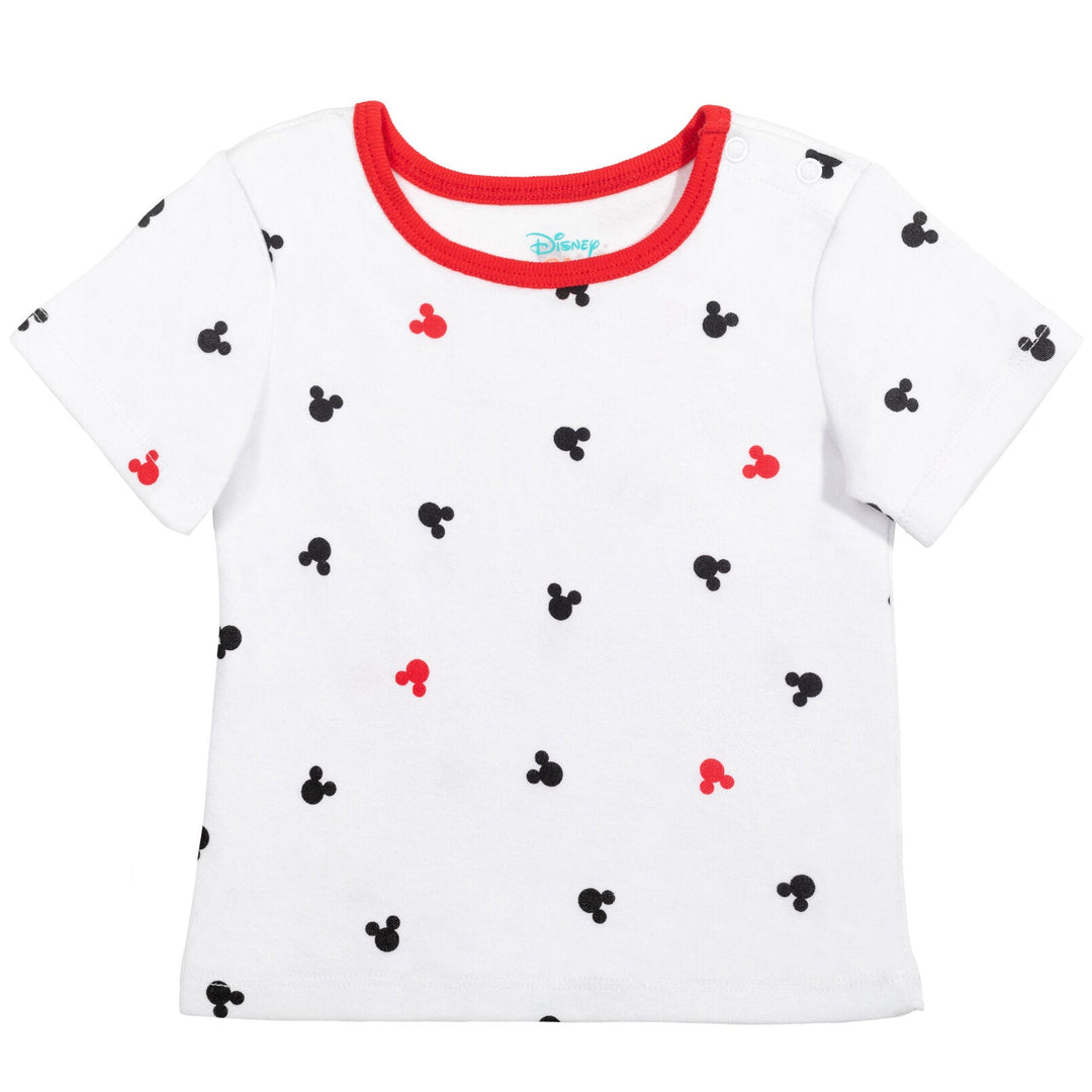 Disney Mickey Mouse French Terry Short Overalls T-Shirt and Hat 3 Piece Outfit Set - imagikids