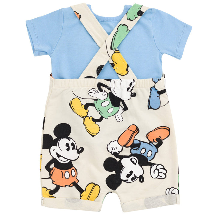 Disney Mickey Mouse French Terry Short Overalls T-Shirt and Hat 3 Piece Outfit Set - imagikids