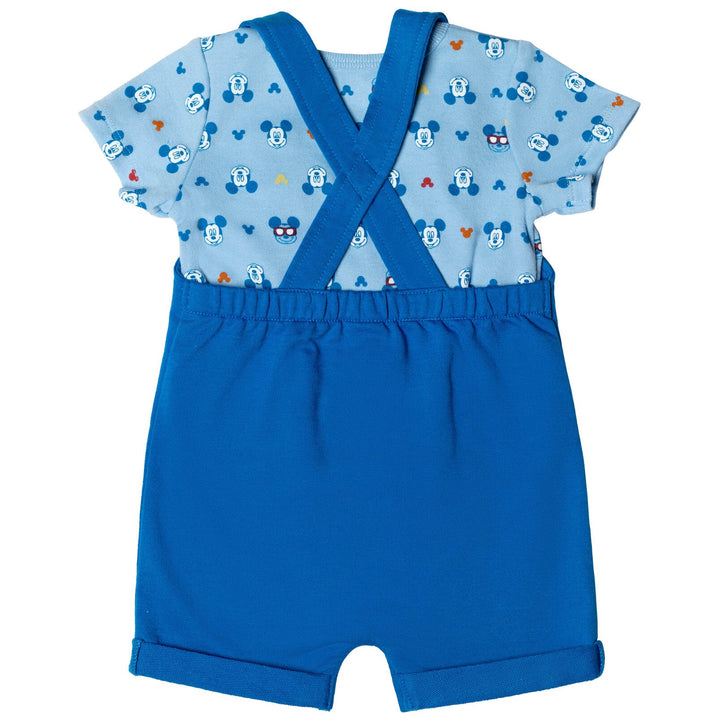 Disney Mickey Mouse French Terry Short Overalls T-Shirt and Hat 3 Piece Outfit Set - imagikids