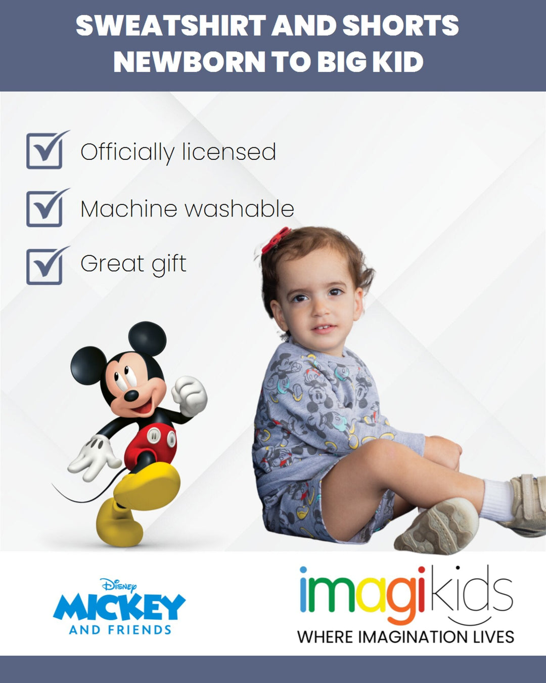 Disney Mickey Mouse French Terry Sweatshirt and Shorts - imagikids