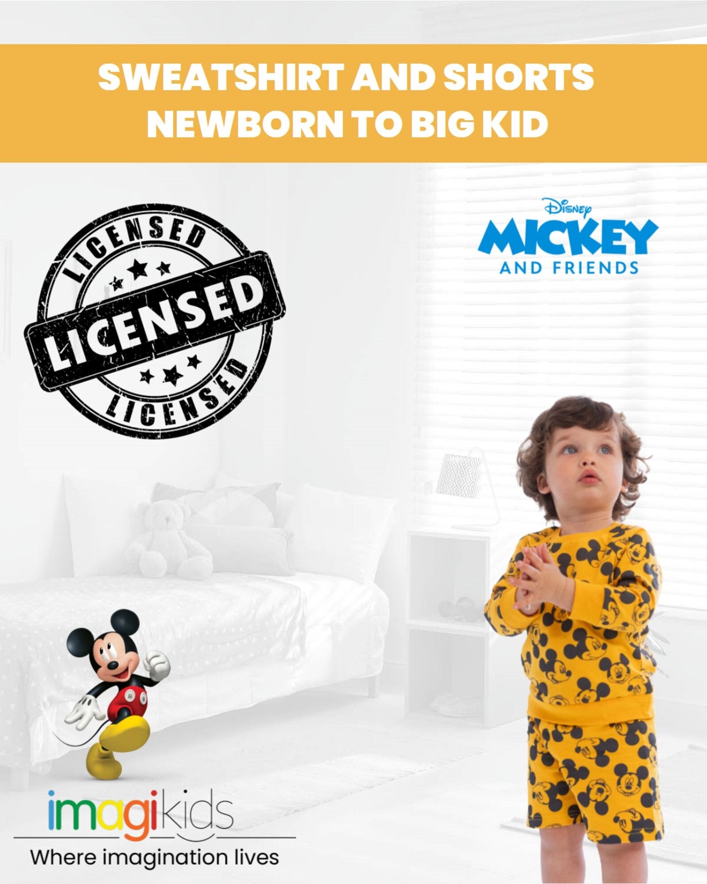 Disney Mickey Mouse French Terry Sweatshirt and Shorts - imagikids