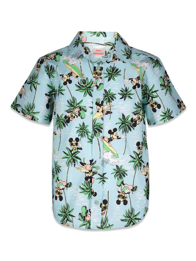 Disney Mickey Mouse Hawaiian Button Down Dress Shirt - imagikids