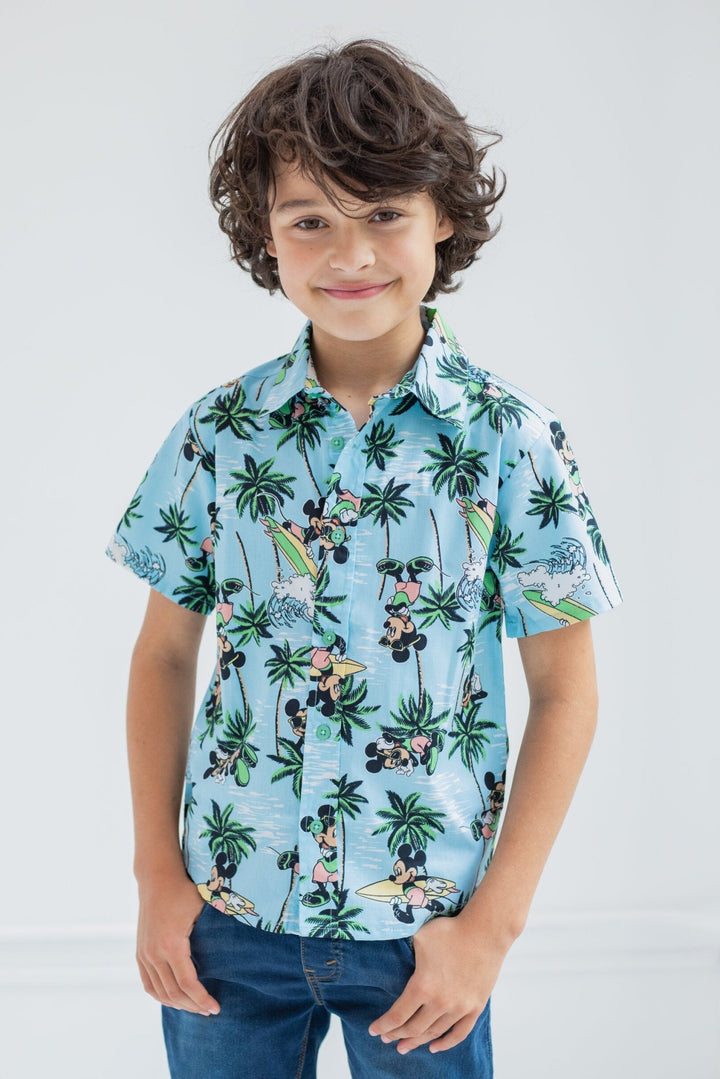 Disney Mickey Mouse Hawaiian Button Down Dress Shirt - imagikids