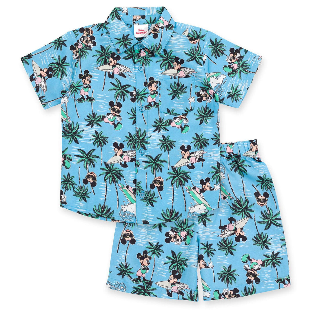 Disney Mickey Mouse Hawaiian Button Down Shirt and Shorts - imagikids