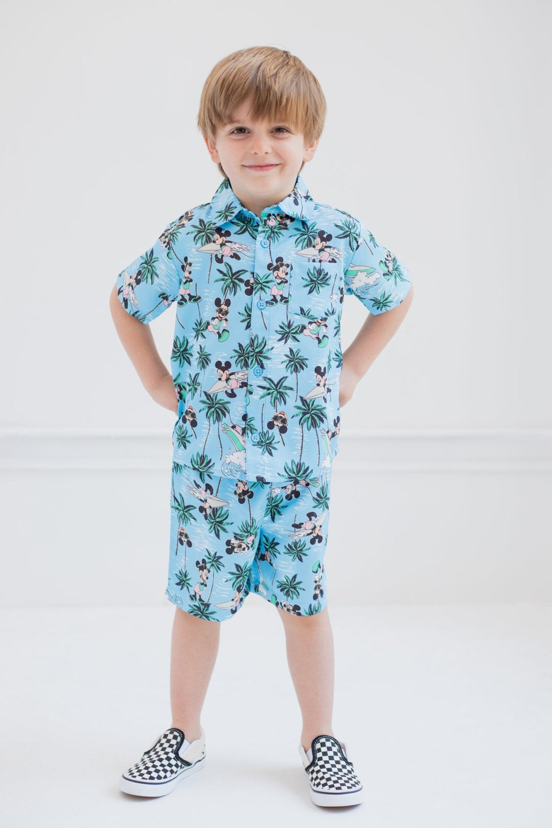 Disney Mickey Mouse Hawaiian Button Down Shirt and Shorts - imagikids