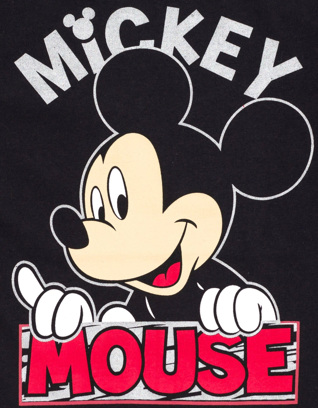 Disney Mickey Mouse Metallic Print T-Shirt and Mesh Shorts Outfit Set - imagikids