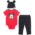 Disney Mickey Mouse Winnie the Pooh Baby Bodysuit Pants and Hat 3 Piece Outfit Set Newborn to Infant
