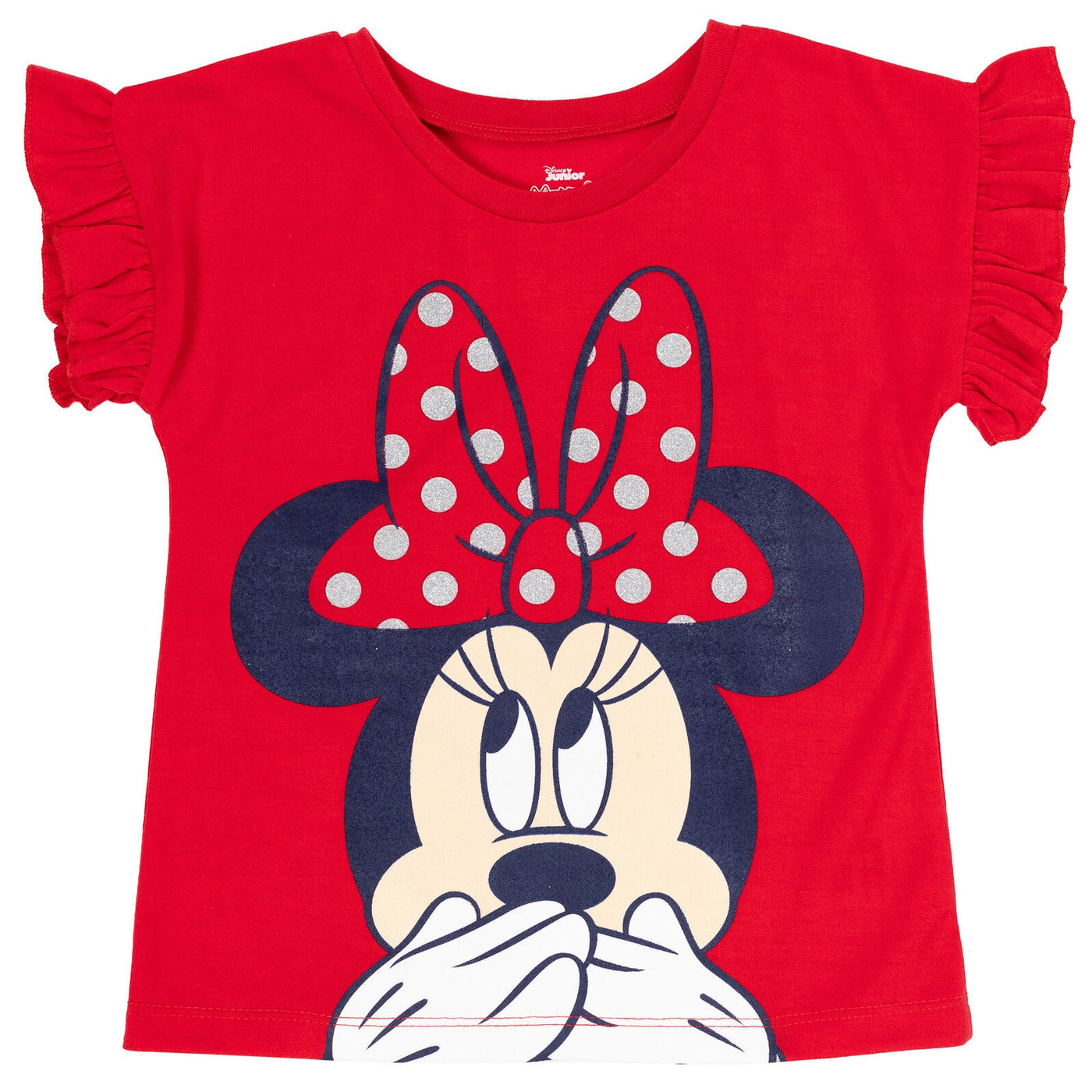 Disney Minnie Mouse 3 Piece Outfit Set: Peplum Graphic T-Shirt Tank Top Bike Shorts - imagikids
