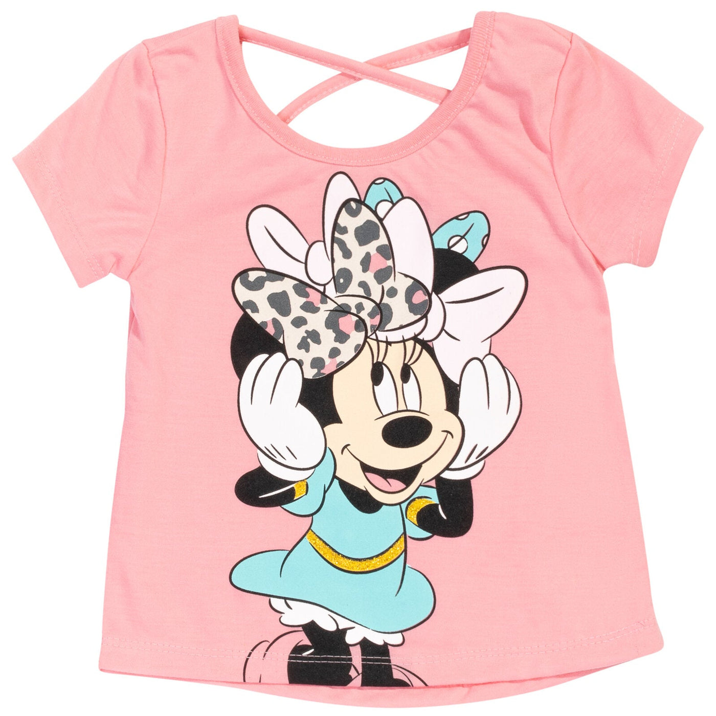 Disney Minnie Mouse 3 Piece Outfit Set: Peplum Graphic T-Shirt Tank Top Bike Shorts - imagikids