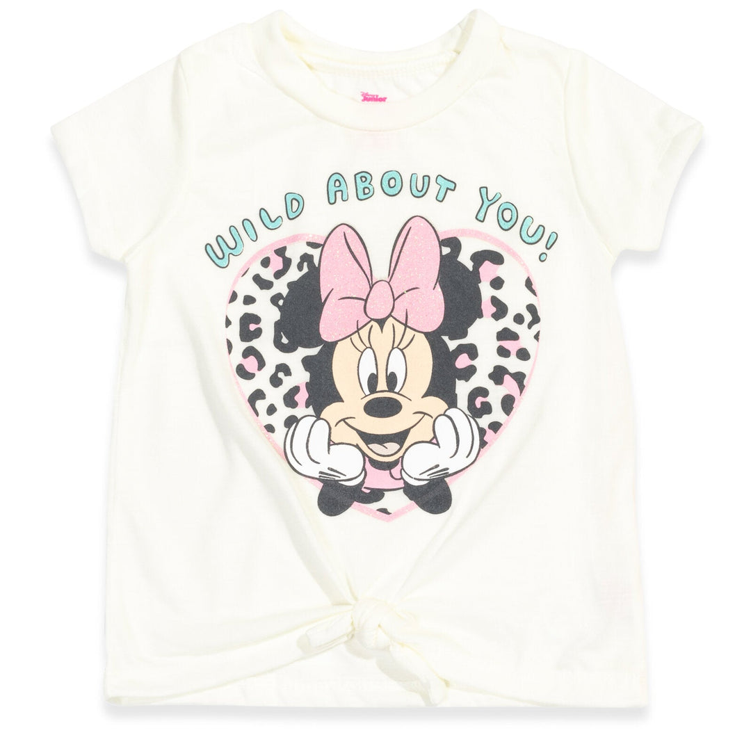 Disney Minnie Mouse 3 Piece Outfit Set: Peplum Graphic T-Shirt Tank Top Bike Shorts - imagikids