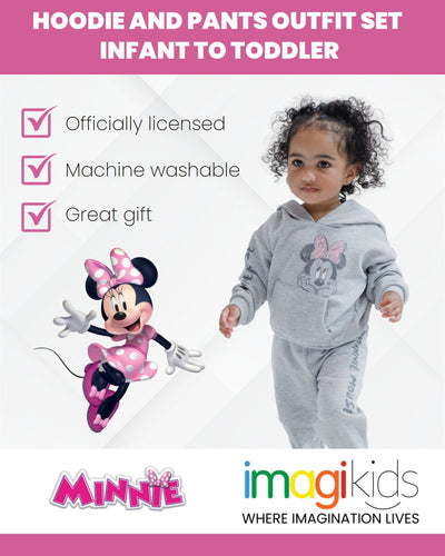 Disney Minnie Mouse Fleece Pullover Hoodie and Pants Outfit Set Infant to Toddler - imagikids