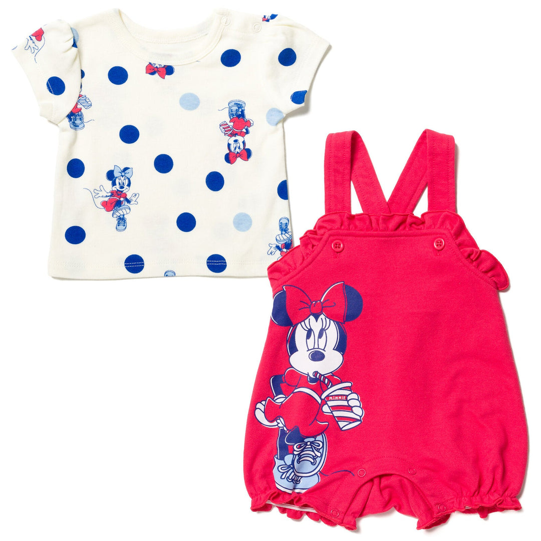 Disney Minnie Mouse French Terry Short Overalls and T-Shirt - imagikids