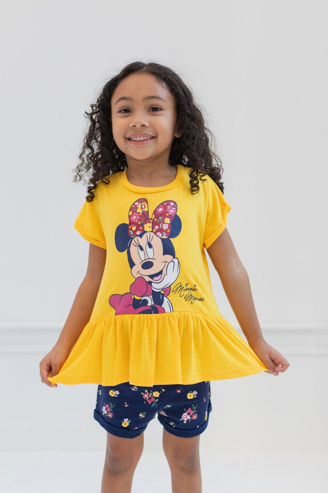 Disney Minnie Mouse Peplum T-Shirt and French Terry Shorts Outfit Set - imagikids