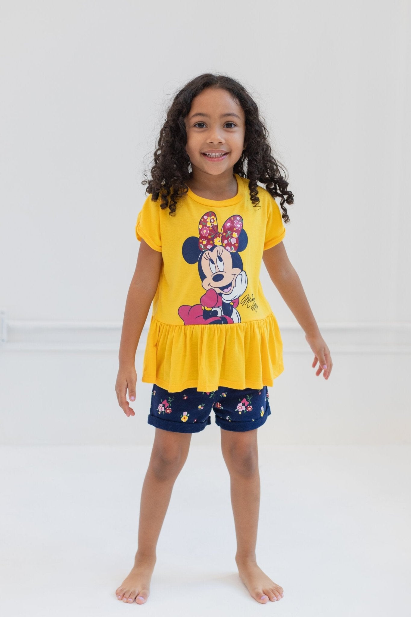 Disney Minnie Mouse Peplum T-Shirt and French Terry Shorts Outfit Set - imagikids