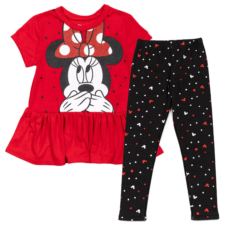 Disney Minnie Mouse Peplum T-Shirt and Leggings Outfit Set - imagikids