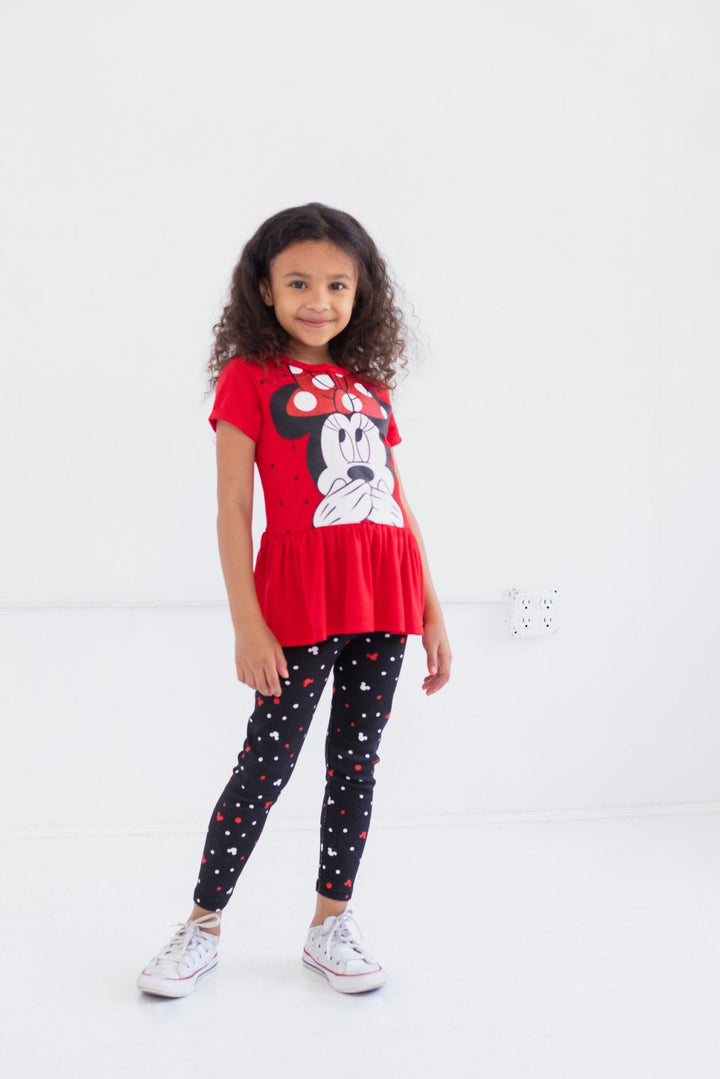 Disney Minnie Mouse Peplum T-Shirt and Leggings Outfit Set - imagikids