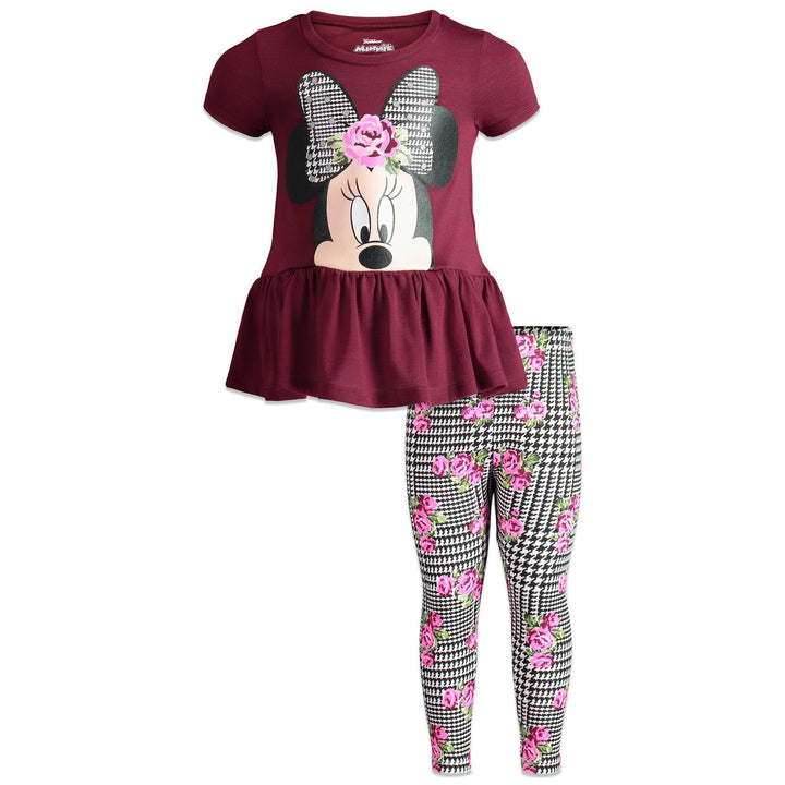 Disney Minnie Mouse Peplum T-Shirt and Leggings Outfit Set - imagikids