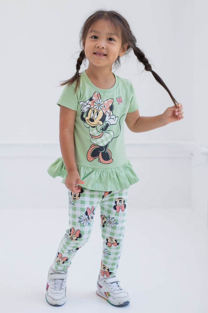 Disney Minnie Mouse Peplum T-Shirt and Leggings Outfit Set - imagikids