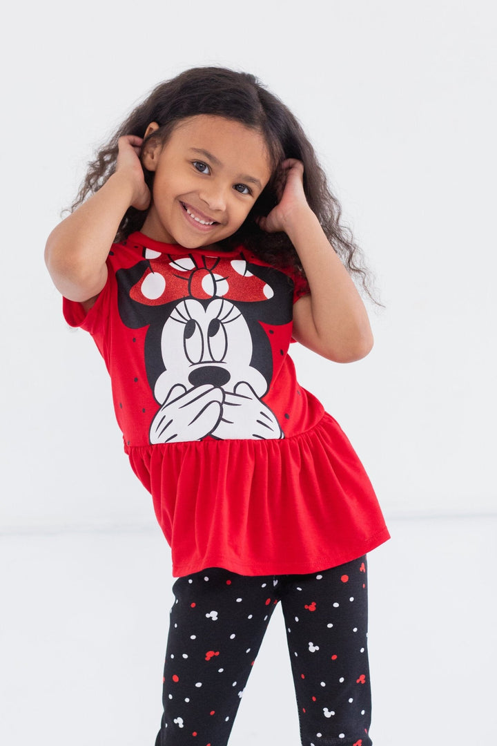 Disney Minnie Mouse Peplum T-Shirt and Leggings Outfit Set - imagikids