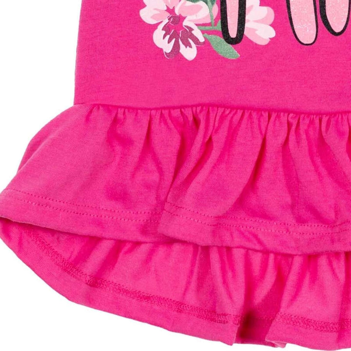 Disney Minnie Mouse Peplum T-Shirt Bike Shorts and Scrunchie 3 Piece Outfit Set - imagikids