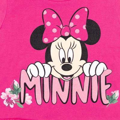 Disney Minnie Mouse Peplum T-Shirt Bike Shorts and Scrunchie 3 Piece Outfit Set - imagikids