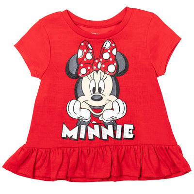 Disney Minnie Mouse Peplum T-Shirt Leggings and Scrunchie 3 Piece Outfit Set - imagikids