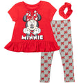 Disney Minnie Mouse Peplum T-Shirt Leggings and Scrunchie 3 Piece Outfit Set
