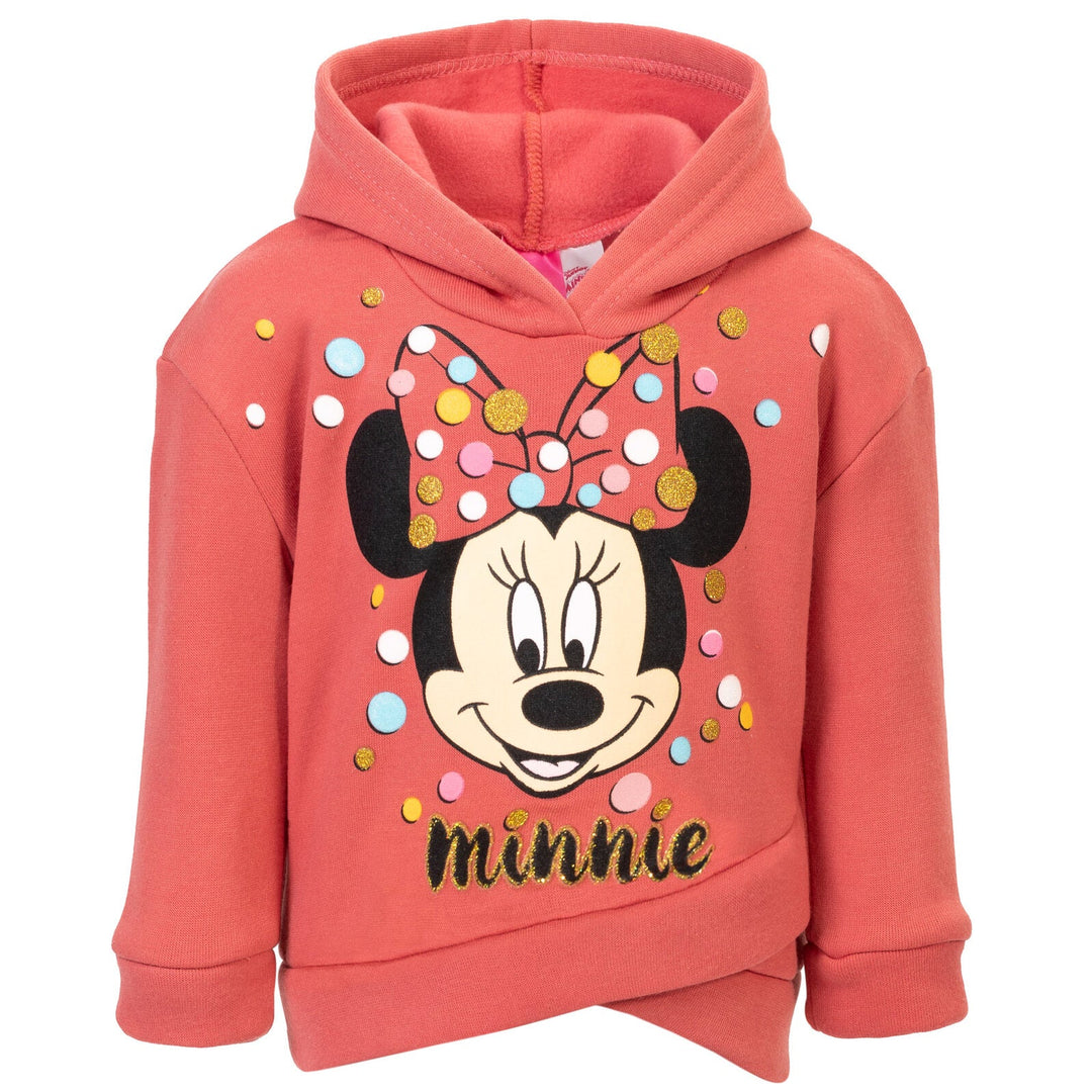 Disney Minnie Mouse Pullover Crossover Fleece Hoodie and Leggings Outfit Set - imagikids