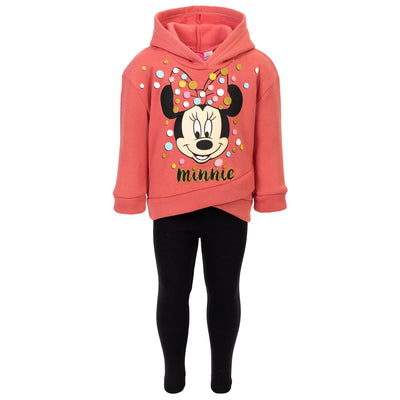 Disney Minnie Mouse Pullover Crossover Fleece Hoodie and Leggings Outfit Set - imagikids