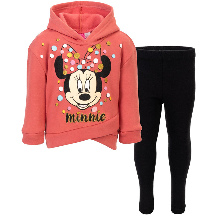 Disney Minnie Mouse Pullover Crossover Fleece Hoodie and Leggings Outfit Set - imagikids