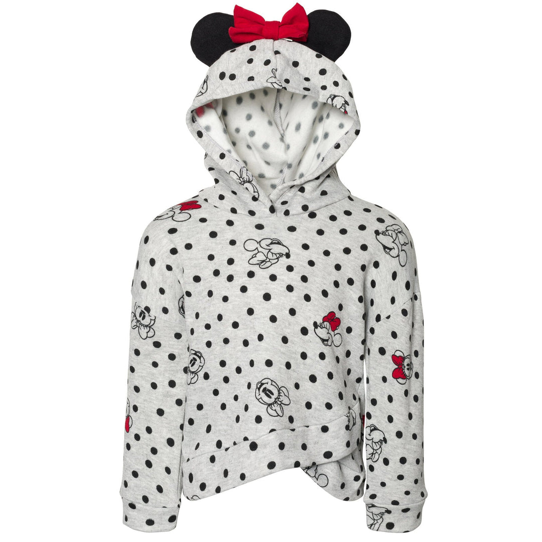 Disney Minnie Mouse Pullover Crossover Fleece Hoodie T-Shirt and Leggings 3 Piece Outfit Set - imagikids