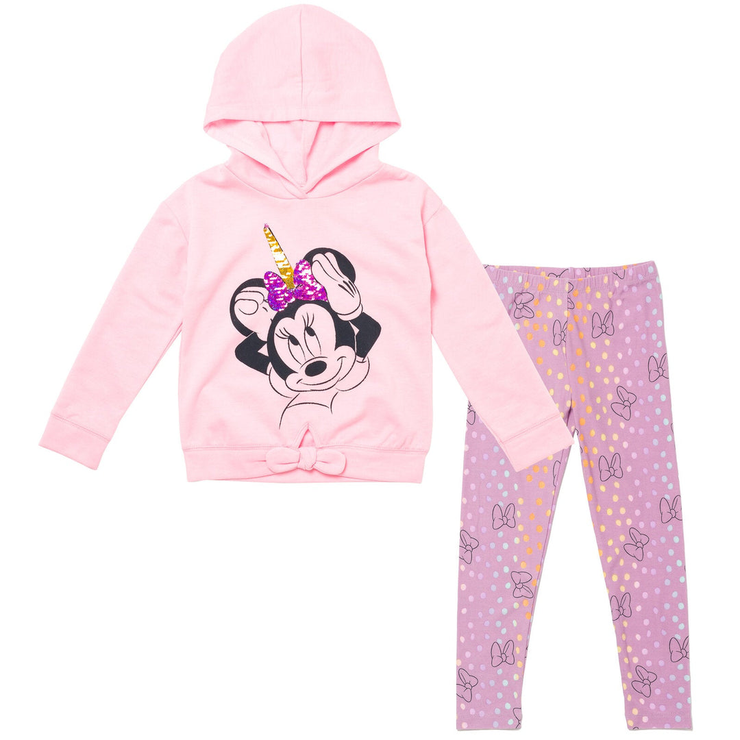 Disney Minnie Mouse Pullover Fleece Hoodie and Leggings Outfit Set - imagikids