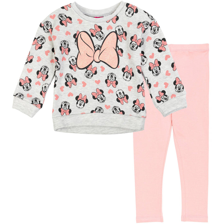 Disney Minnie Mouse Pullover Fleece Sweatshirt and Leggings Outfit Set - imagikids