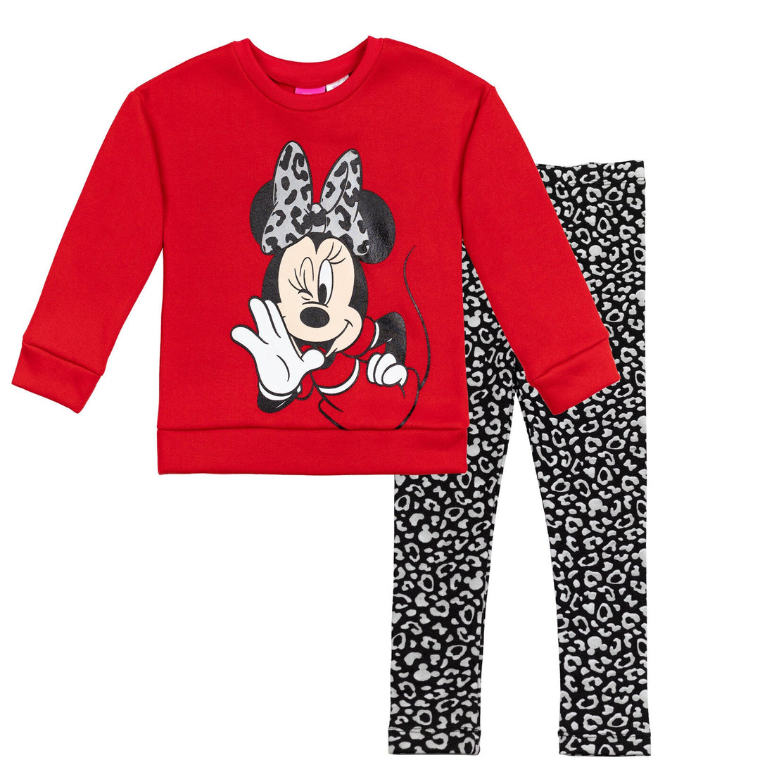 Disney Minnie Mouse Pullover Fleece Sweatshirt and Leggings Outfit Set - imagikids