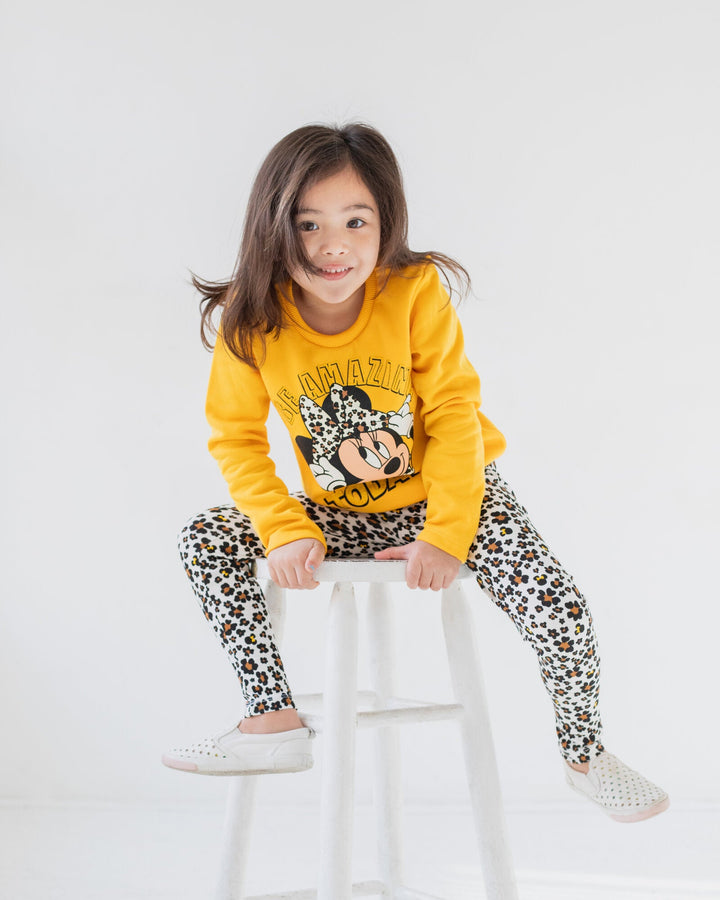 Disney Minnie Mouse Pullover Fleece Sweatshirt and Leggings Outfit Set - imagikids