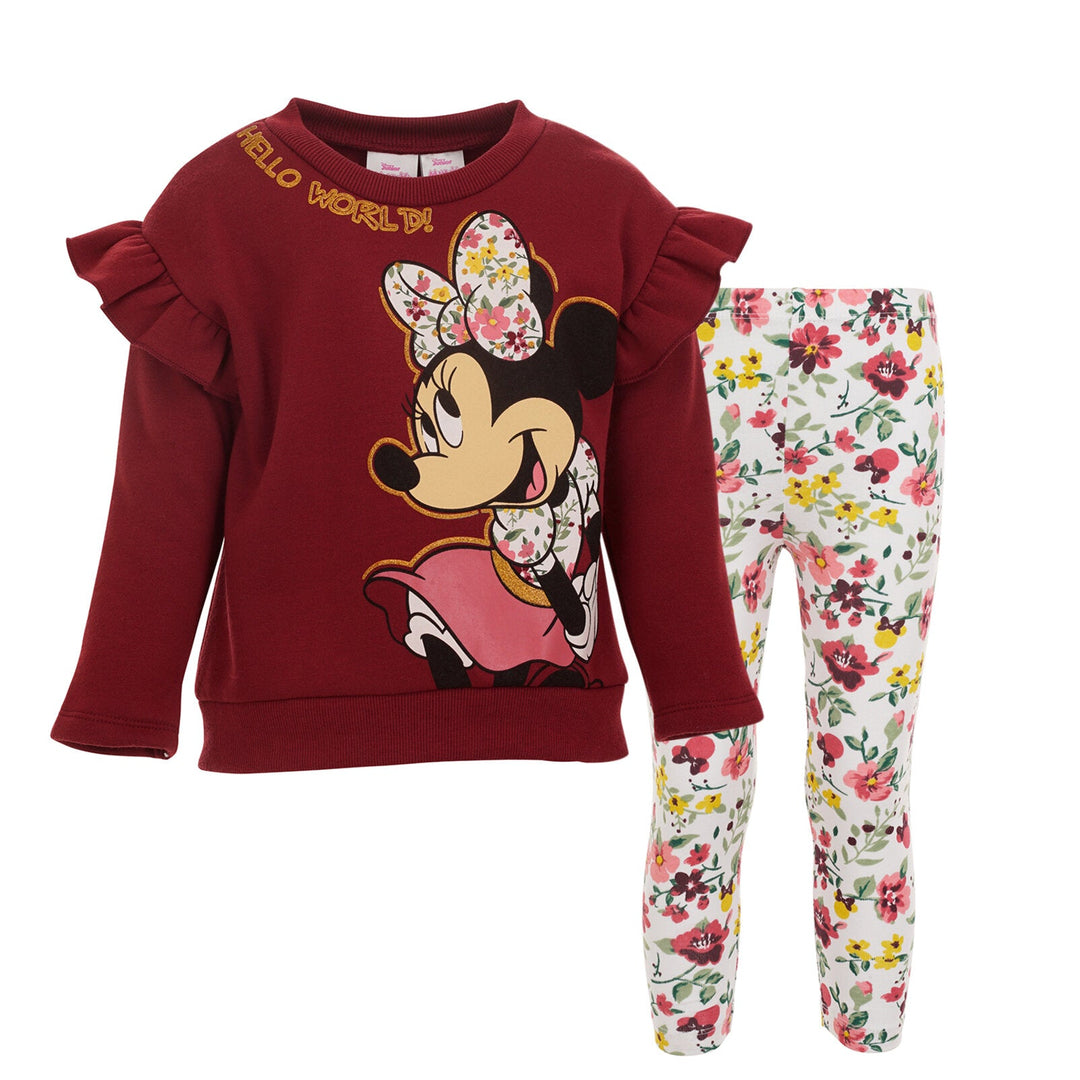 Disney Minnie Mouse Pullover Fleece Sweatshirt and Leggings Outfit Set - imagikids