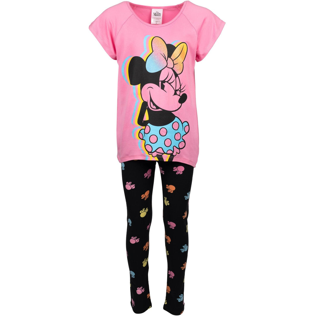 Disney Minnie Mouse Short Sleeve T-Shirt & Leggings Outfit Set - imagikids