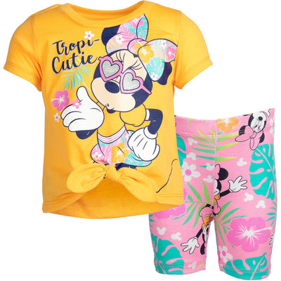 Disney Minnie Mouse T-Shirt and Bike Shorts Outfit Set - imagikids
