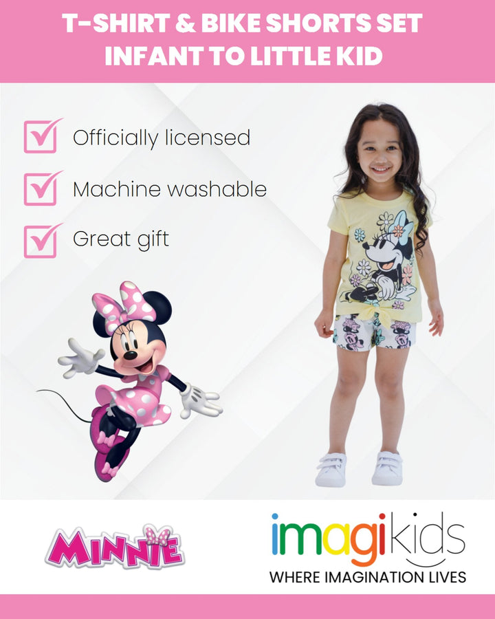 Disney Minnie Mouse T-Shirt and Bike Shorts Twill Outfit Set - imagikids